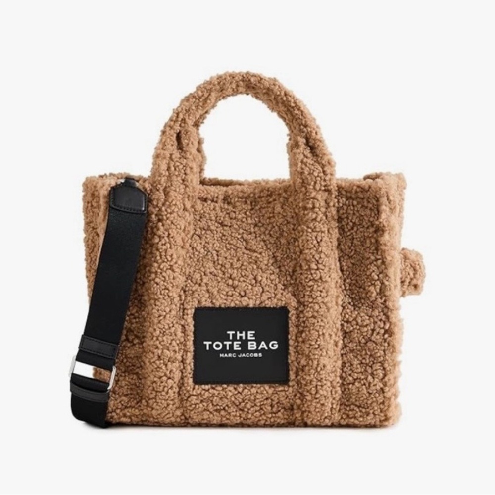 Marc Jacobs Teddy Sherpa Medium Tote Bag- Tan